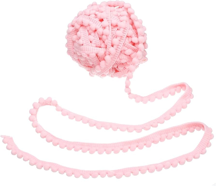uxcell 8.5 Yards Pom Trim Ribbon, 0.5" Wide Light Pink Pom Ball Fringe Trim Sewing Fringe Fabric ... | Amazon (US)