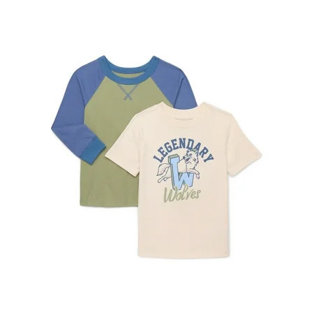 Wonder Nation Little Boys Multipack Tees, 2-Piece, Size 4-10 | Walmart (US)