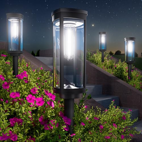BITPOTT Bright Solar Pathway Lights Outdoor, 8 Pack Solar Garden Lights for Outside Waterproof IP65, Auto On/Off Outdoor Light for Yard Garden Lawn Walkway Driveway Landscape Lighting | Amazon (US)