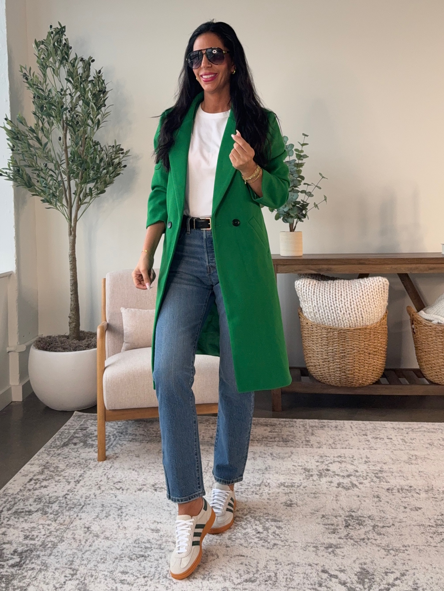 It’s MARCH 🍀🍀🍀 
Being on the pops of Kelly Green 
Small coat 
Size 2 denim 
Size half size down in sneakers 
#ltkshoecrush #ltkunder50

#LTKOver40 #LTKSeasonal #LTKU
