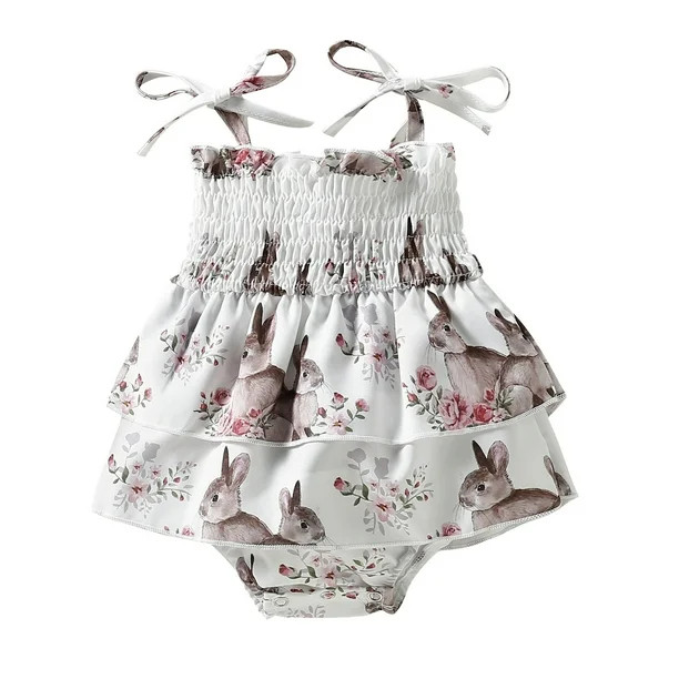 jaweiw Infant Baby Girl Easter Romper Dress Bunny Sleeveless Halter Bodysuit Tutu Skirt, Easter O... | Walmart (US)