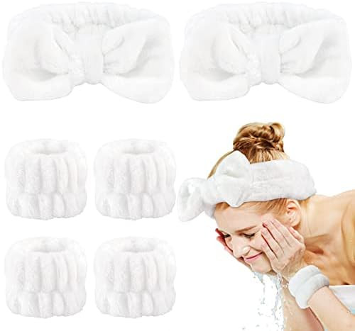 AMCAMI 6 PCS Spa Headband with Wrist Washband Face Wash Set, Makeup Headband and Wristband Towel Scr | Amazon (US)