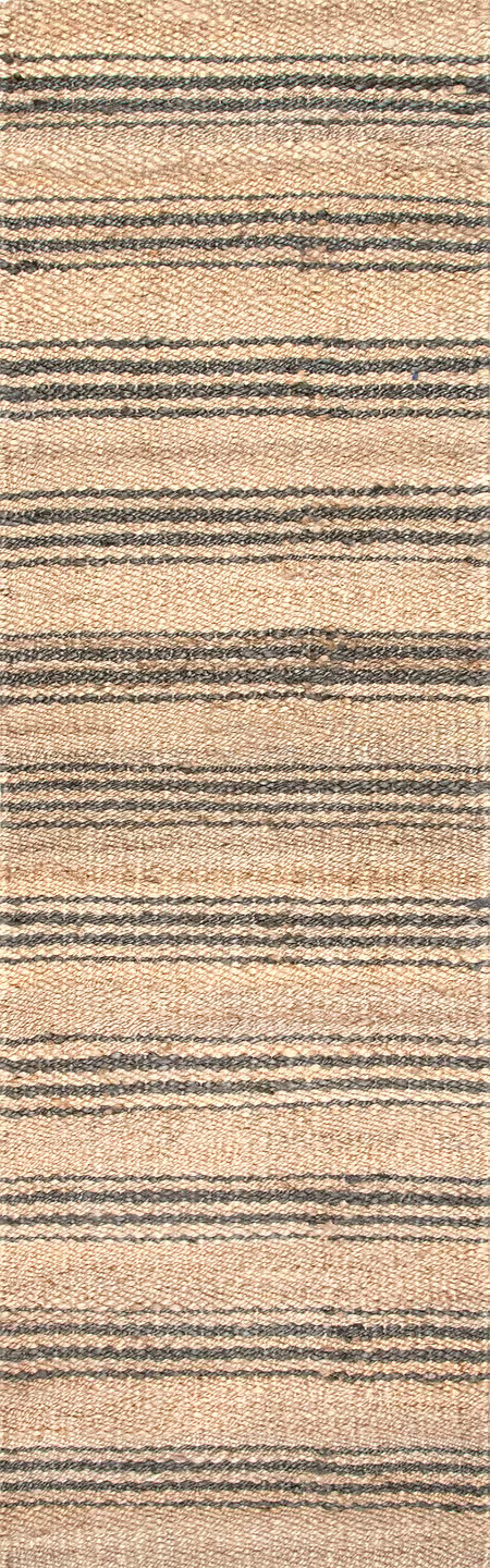 Natural Sycamore Striped Jute 2' 6" x 6' Area Rug | Rugs USA