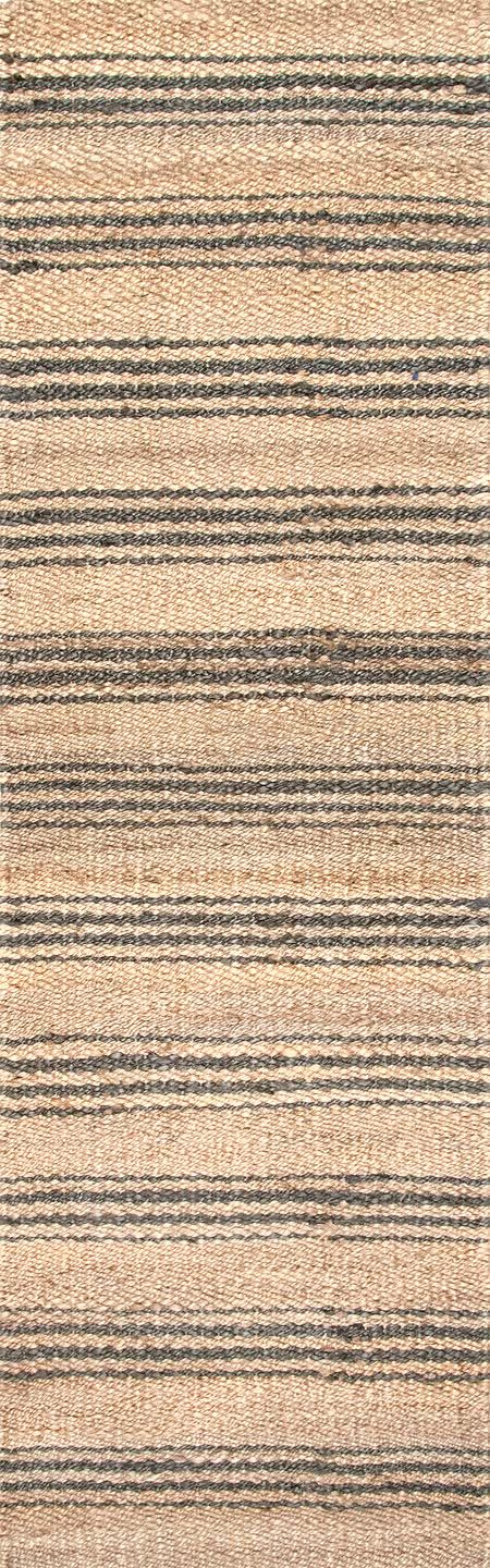 Natural Sycamore Striped Jute 2' x 8' Area Rug | Rugs USA