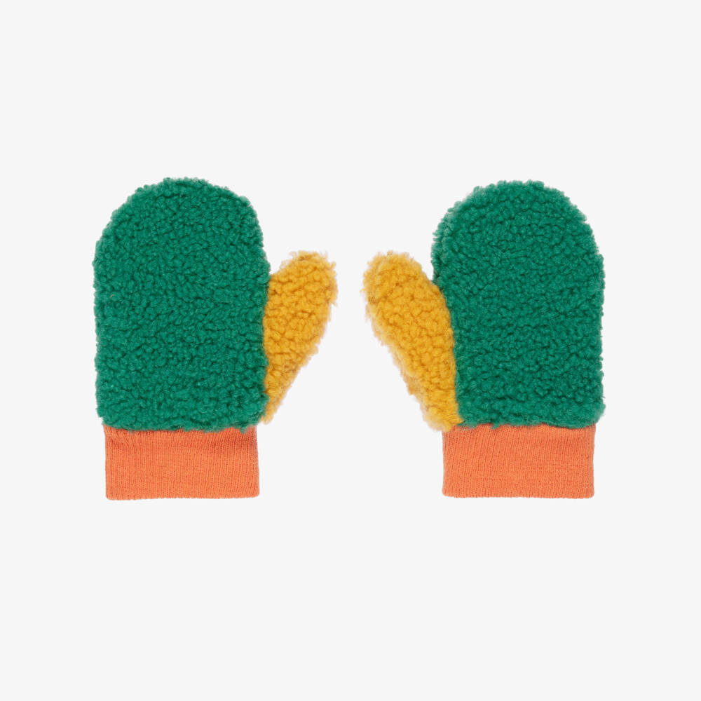 Roarsome Bright Green Sherpa Fleece Mittens | Childrensalon