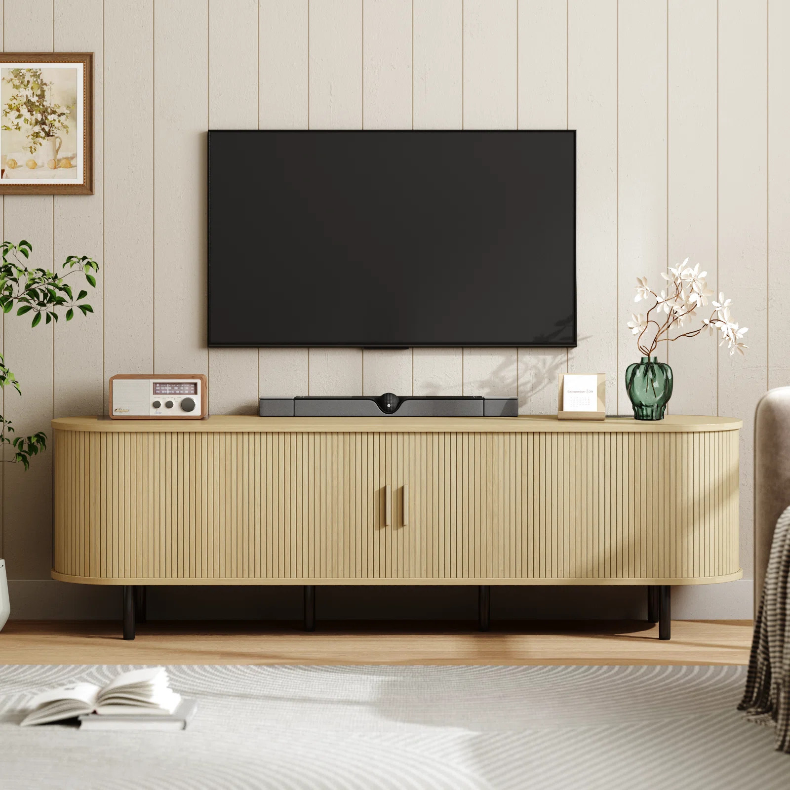 Jalonda Modern Wood TV Stand with Storage and Shelves to Fit up to 80" TVs | Wayfair North America