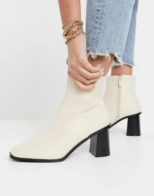 RAID Paulina square toe ankle boots in off white | ASOS (Global)