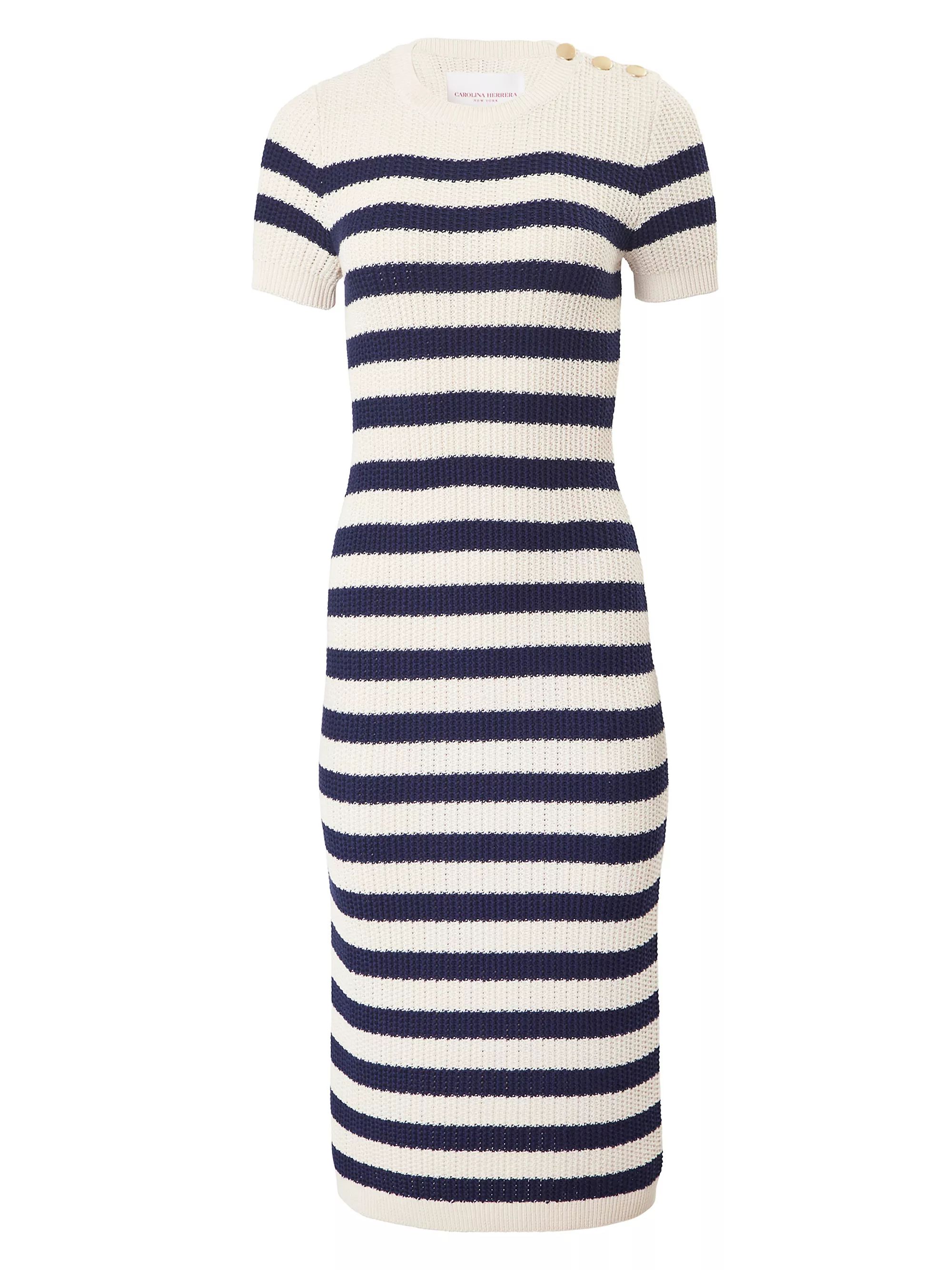 Silk-Cotton Striped Knit Midi-Dress | Saks Fifth Avenue