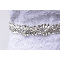 Sparkly Crystal Rhinestone Bridal Belt Silver Wedding Sash | Etsy (US)