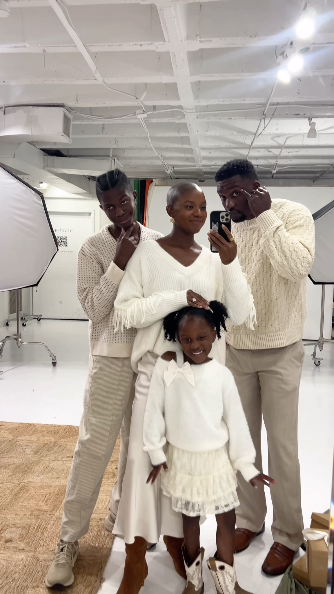 Family picture outfits! Fringe cream sweater & satin cream skirt for mom, cream cable knit sweater & relaxed pants for dad, cardigan & cream striped pants for my son and cream sweater with a bow details and lace skirt  

#LTKHoliday #LTKKids #LTKMens