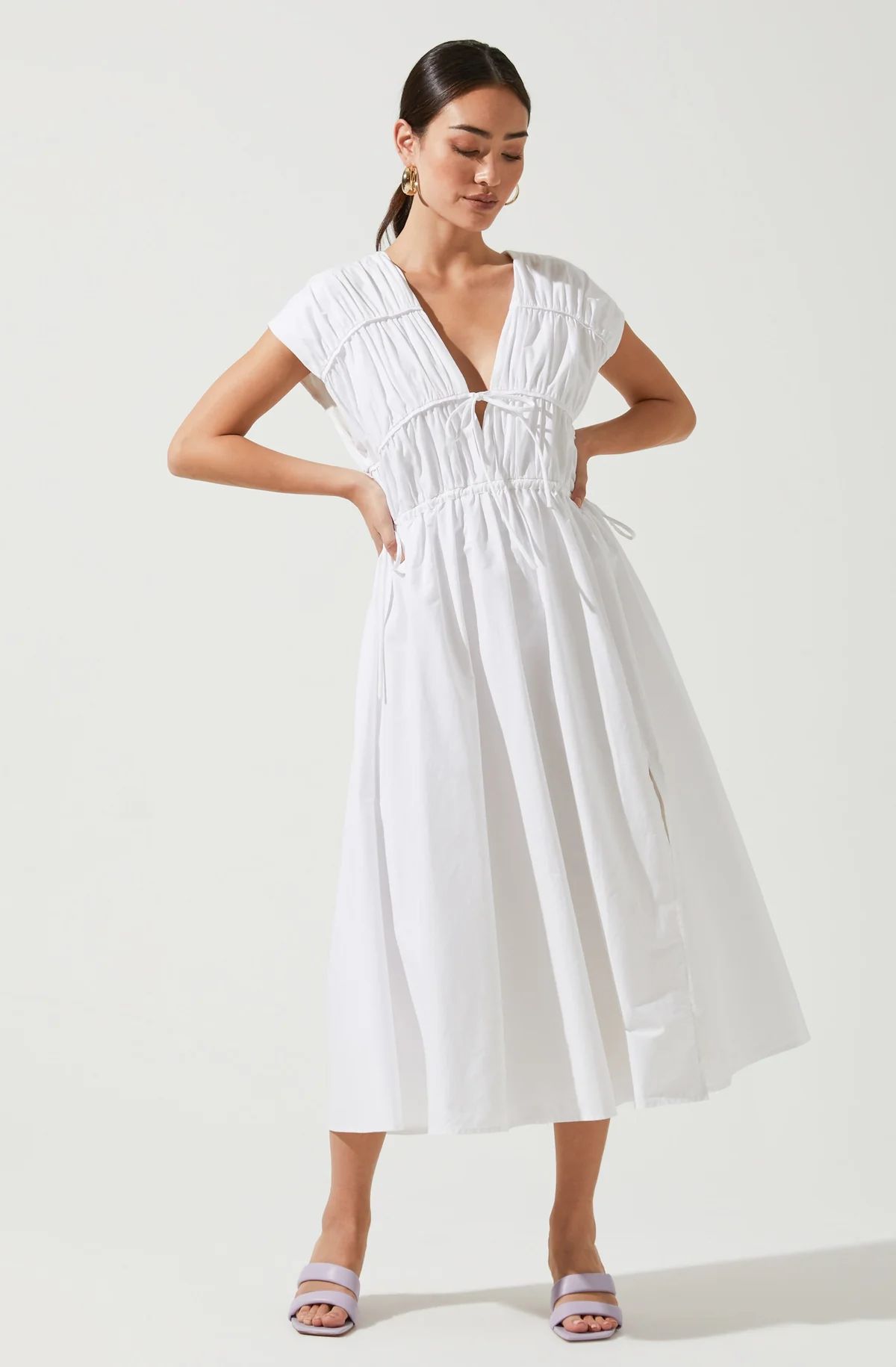 Lorrie Sleeveless Ruched Midi Dress | ASTR The Label (US)