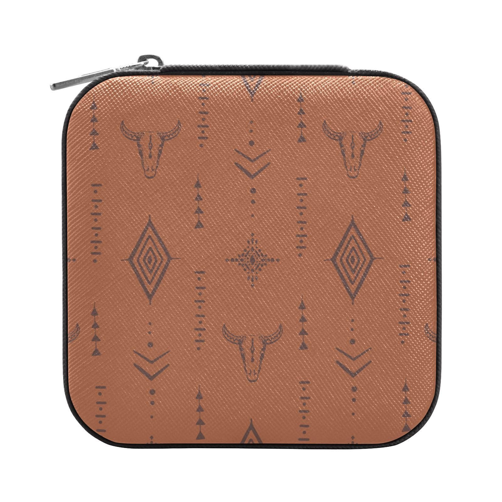 linqin PU Leather Jewelry Box, Western Bull Boho Travel Jewelry Case Portable Jewelry Organizer f... | Amazon (US)