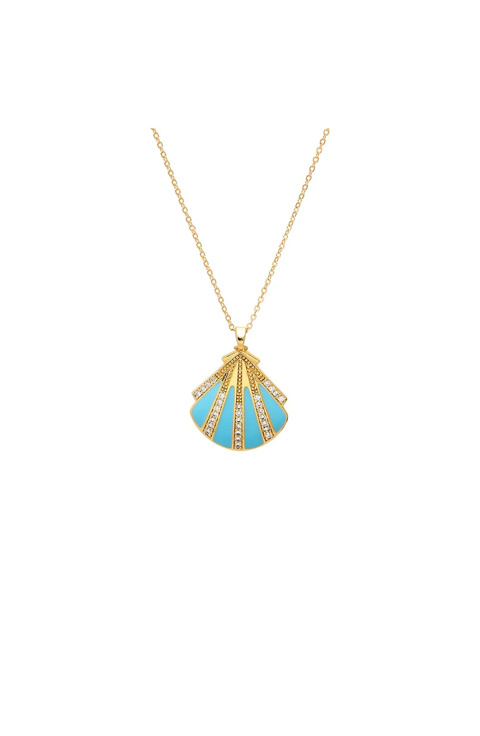 BY ADINA EDEN Turquoise Enamel & CZ Seashell Pendant Necklace | Nordstrom | Nordstrom