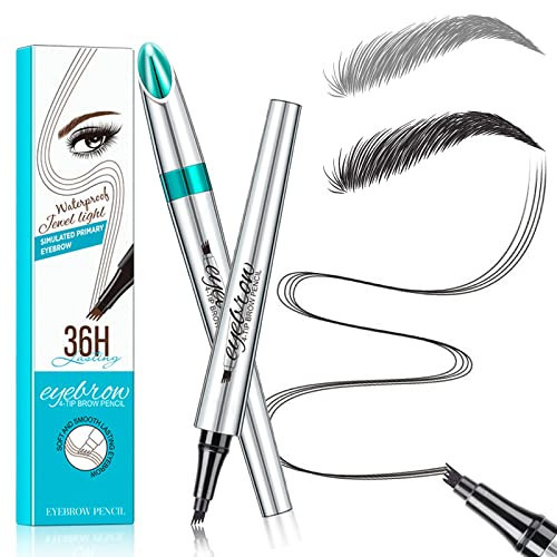 Microblading Eyebrow Pen, Eyebrow Pen with an Upgrade Micro-Fork Tip Applicator, Waterproof Long-Lasting Microblading Eyebrow Pencil, Brow Pen for Natural Looking Brows Makeup, Black | Amazon (US)