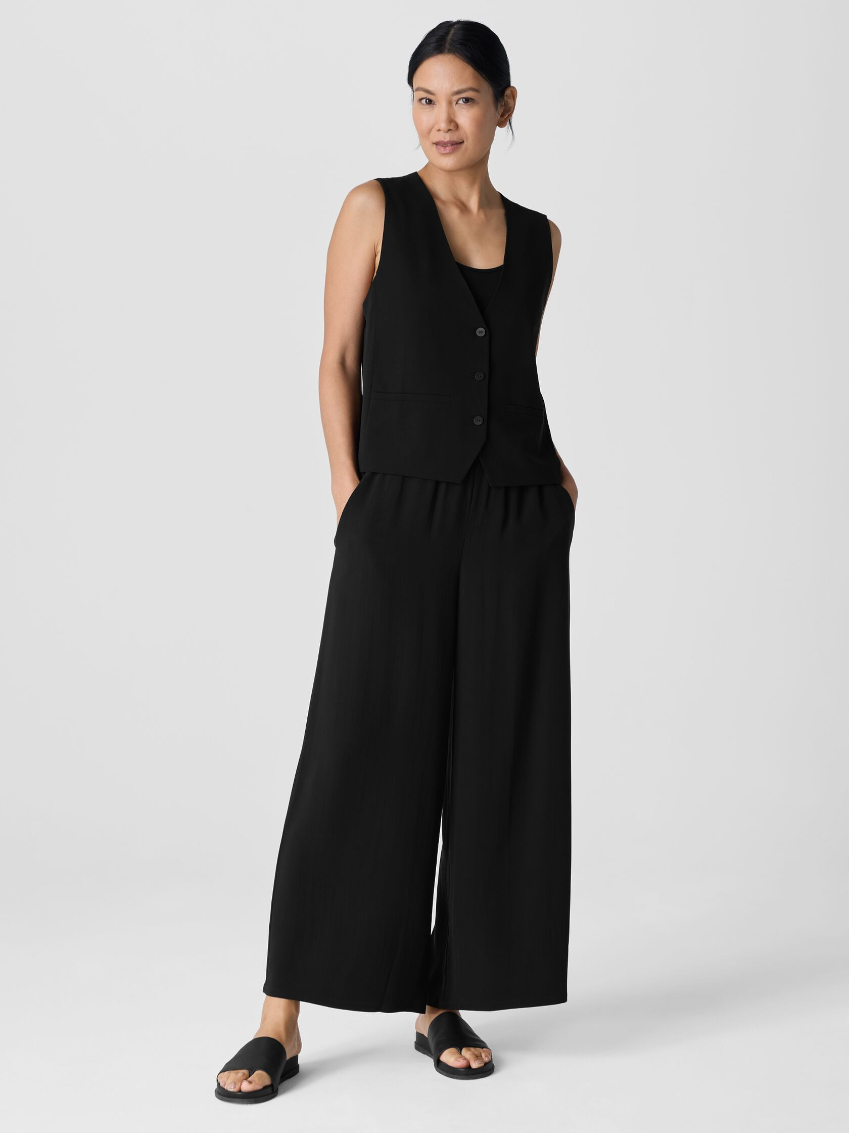 Silk Georgette Crepe Wide-Leg Pant | Eileen Fisher