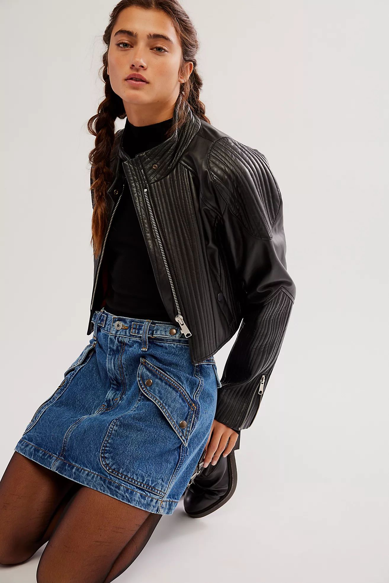 RE/DONE Racer Mini Skirt | Free People (Global - UK&FR Excluded)