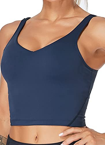 Oalka Sports Bra Womens Longline Padded Crop Yoga Tanks Tops | Amazon (US)