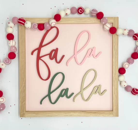 Falala Sign  Christmas Decor  Pink Christmas Sign  Kids | Etsy | Etsy (US)