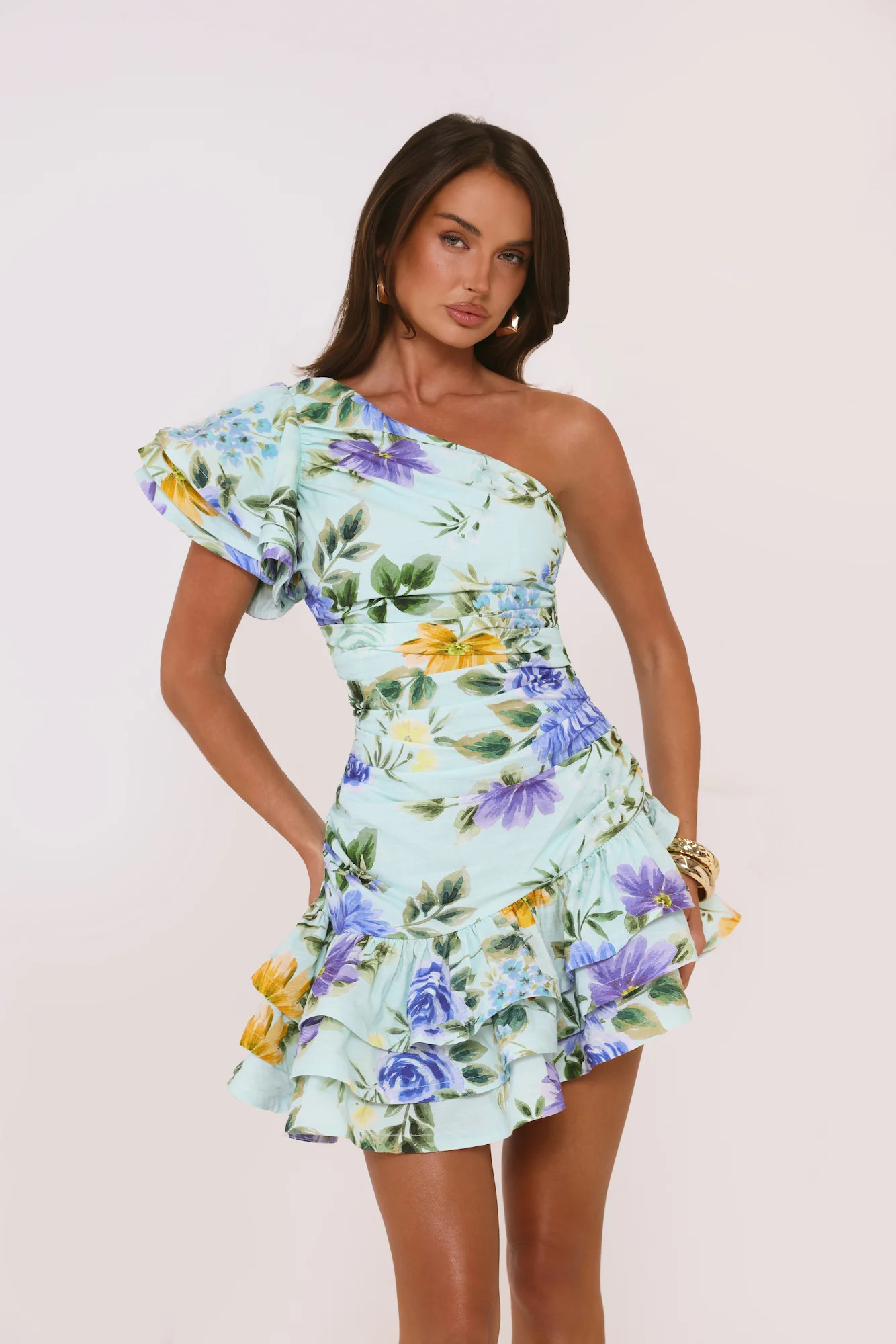 Secret Meadow One Shoulder Mini Dress Print | Hello Molly (US)