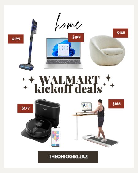 Walmart holiday kickoff deals for home! Cordless vacuum, laptop, cushion swivel chair, robot vacuum and under desk treadmill all on deals at Walmart!! 

#LTKsalealert #LTKHolidaySale #LTKhome