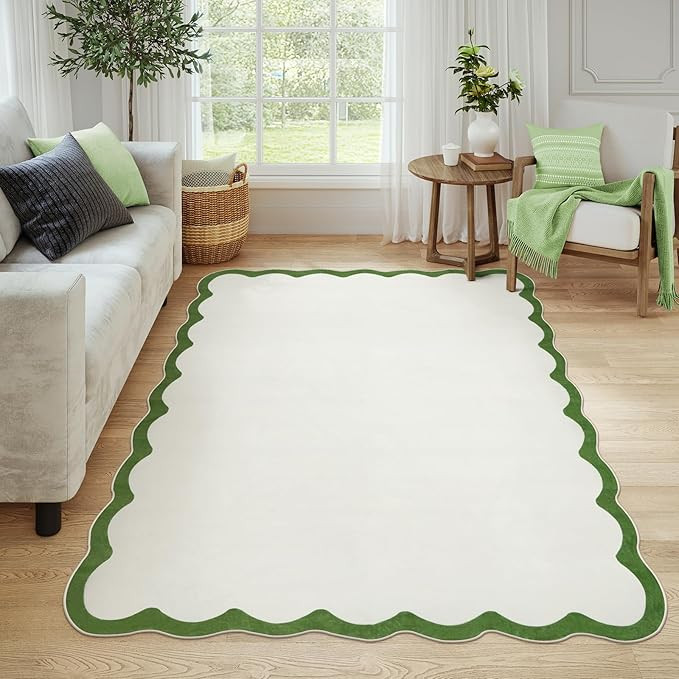 Uphome Modern 5x7 Rugs for Living Room, Washable Green Rugs for Bedroom Girls, Cute Non Slip Soft... | Amazon (US)