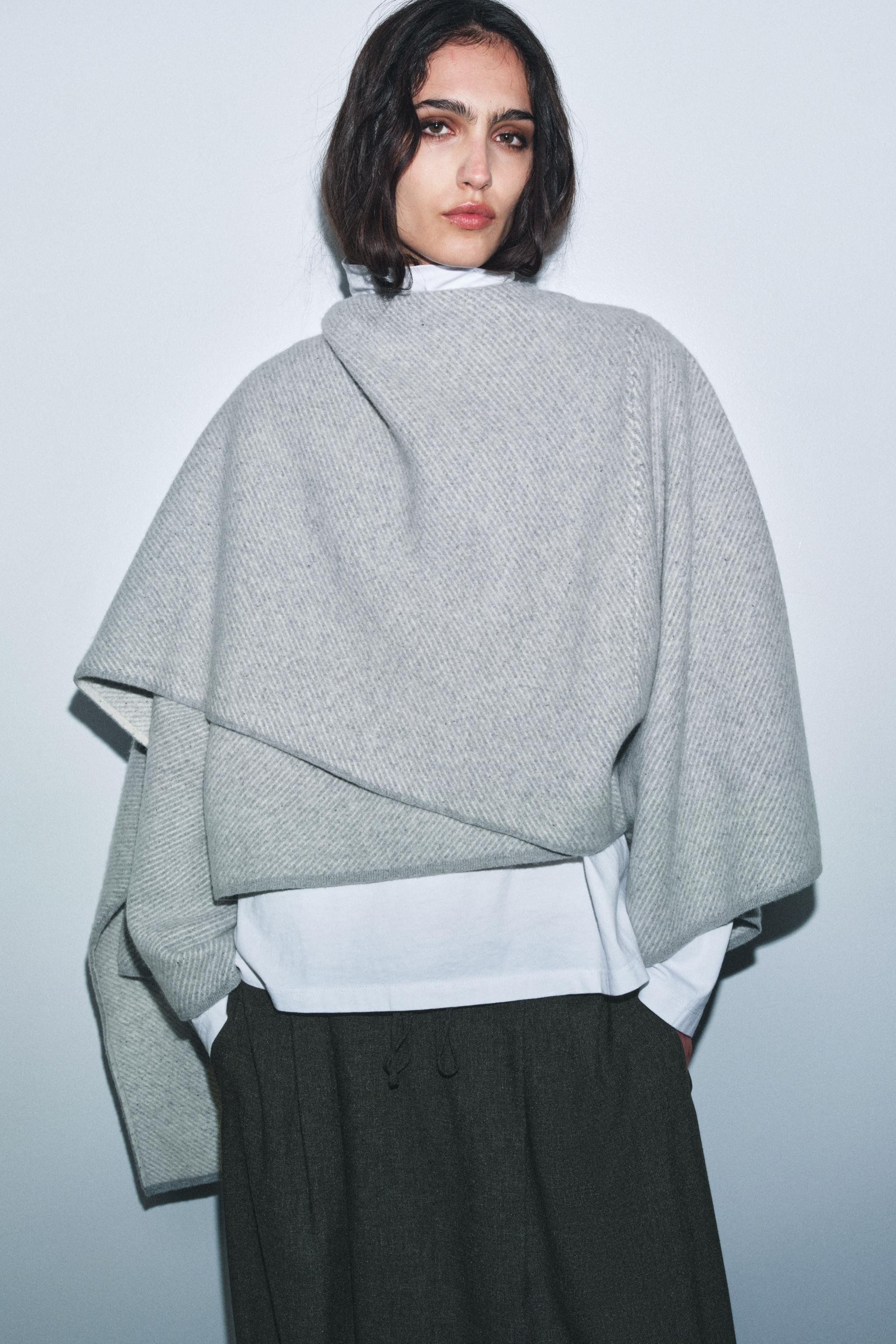 100% WOOL SHORT COAT WITH SCARF | Zara US