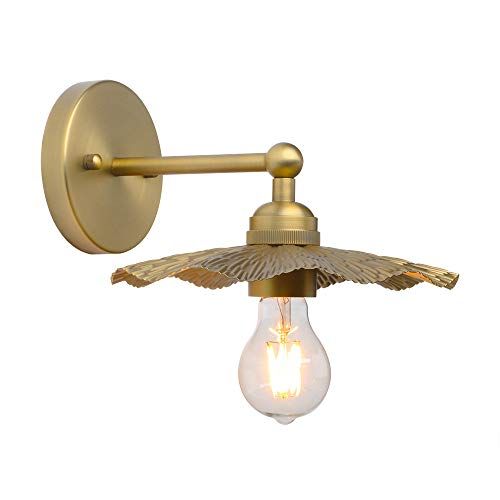 Pathson Vintage Metal Wall Sconce Brass Finished, Flower Shape Split Design Wall Lamp Fixture, Ho... | Amazon (US)