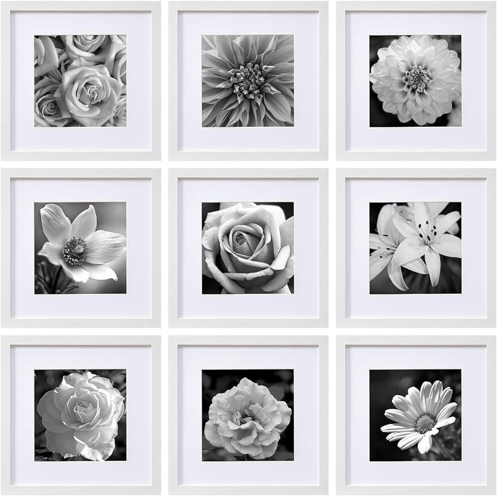 eletecpro 12x12 Picture Frames Set of 9, Classic Gallery Wall Frame Set Displays 8x8 Photo with M... | Amazon (US)