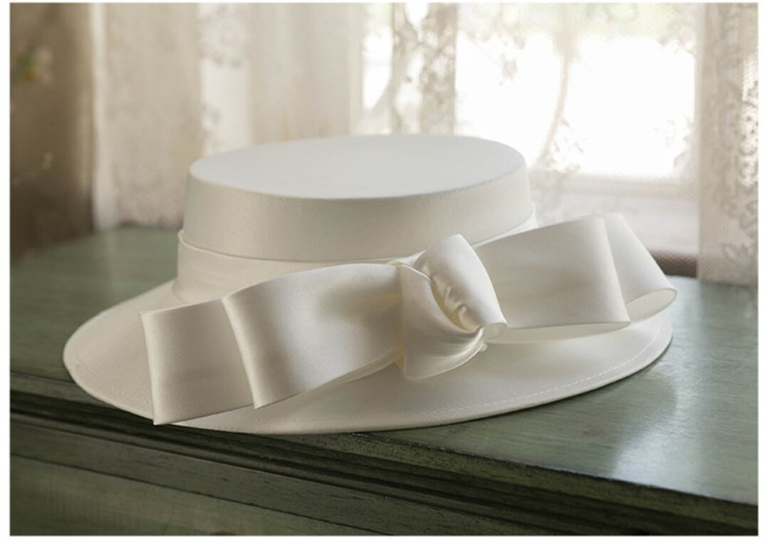 Handmade Bridal Formal Hat - Vintage Bridal Mesh Bow Top Hat Prom Satin White Tiara Yarn Hat | Etsy (US)