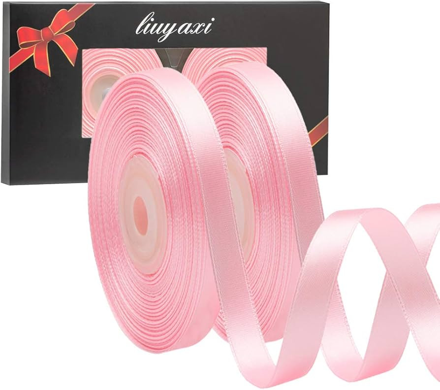 Solid Color Double Faced Pink Satin Ribbon 3/8" X 50 Yards, Ribbons Perfect for Crafts, Wedding D... | Amazon (US)