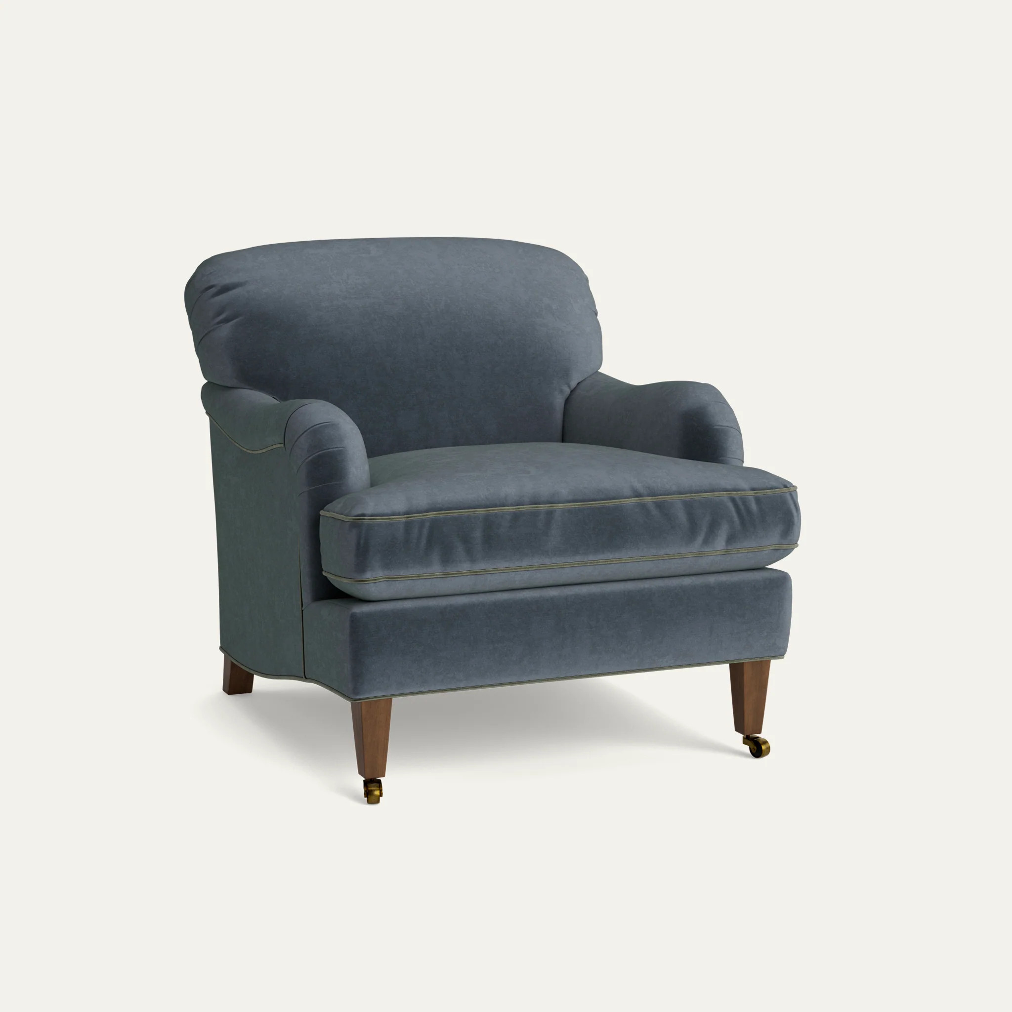 Blue Arm Chair: Waverly in Baltic Velvet | Pepper Home | Pepper Home