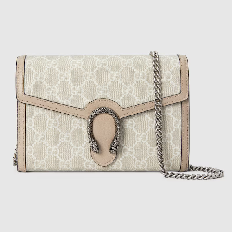 GUCCI Dionysus Mini Chain Wallet, White, GG Canvas | Gucci (US)