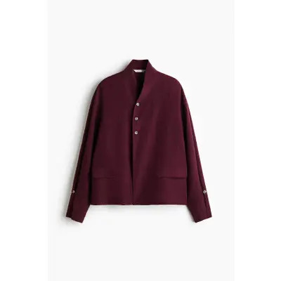 H&M Textured-Weave Button-Detail Shirt in Burgundy at Nordstrom, Size Large | Nordstrom