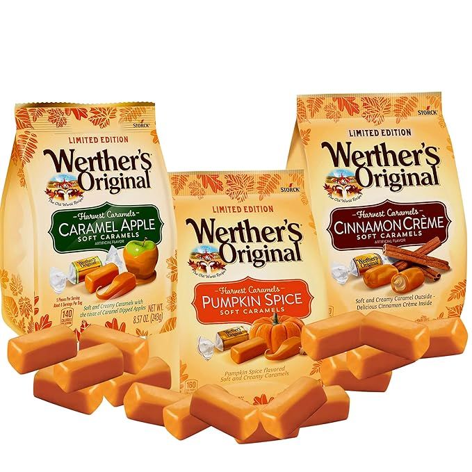Werther's Original Limited Edition Harvest Soft Caramels - Pumpkin Spice, Caramel Apple, & Cinnam... | Amazon (US)