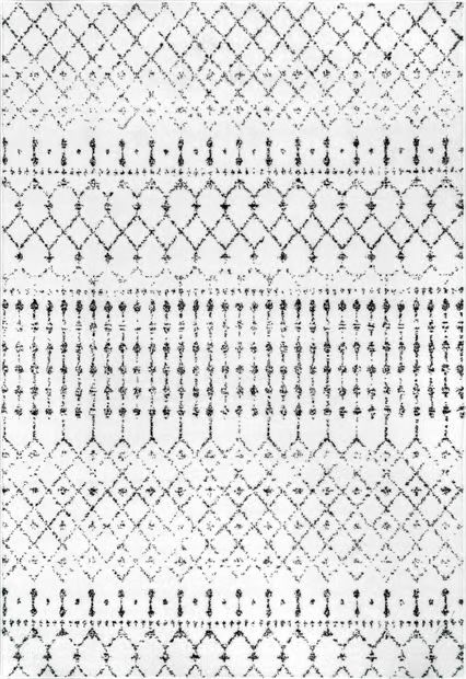White And Black Moroccan Trellis 8' x 10' Area Rug | Rugs USA