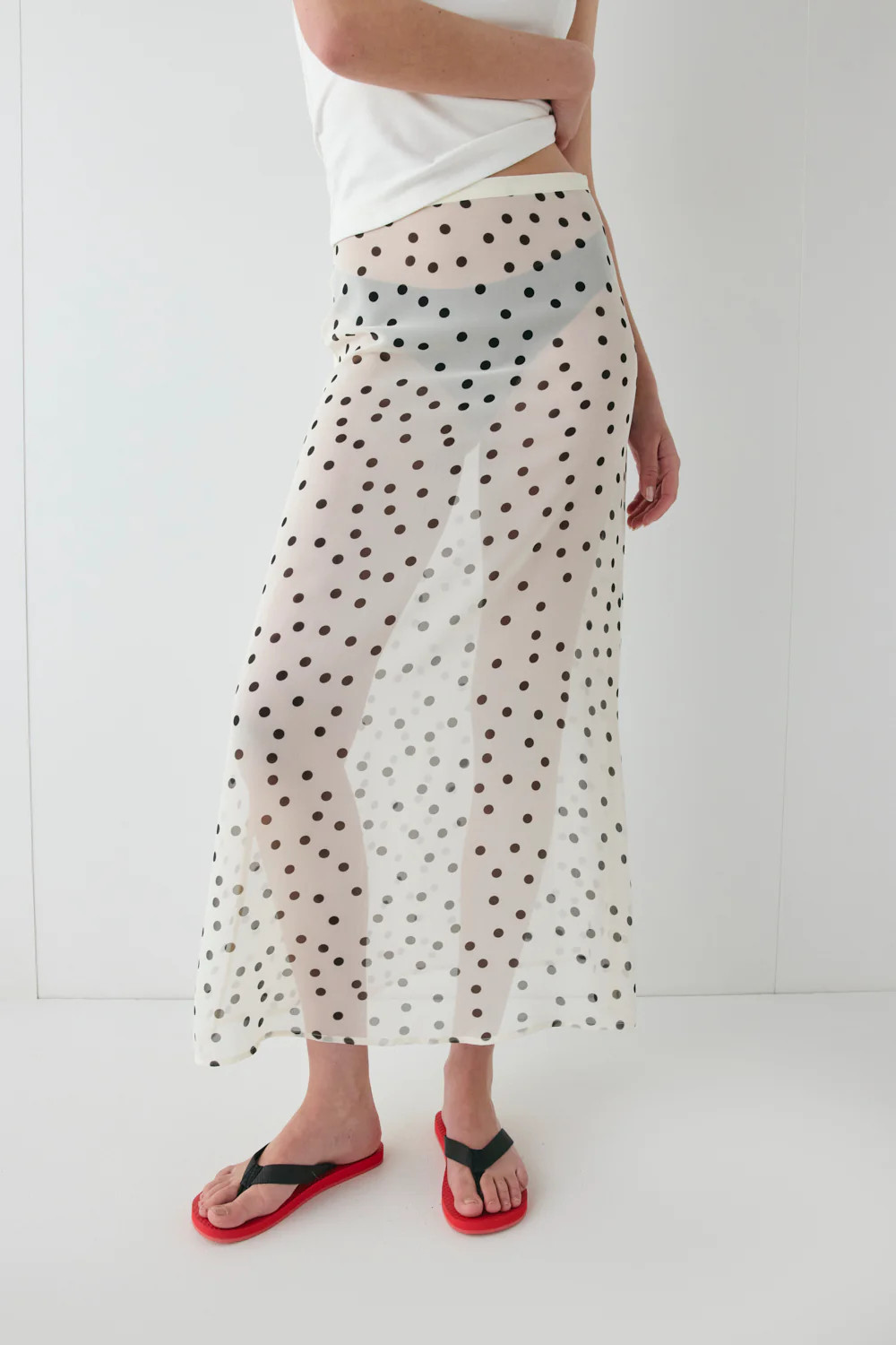 Vilma Sheer Maxi Skirt Polka Dot | VRG Grl