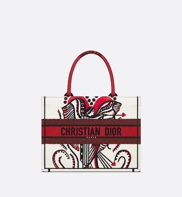 Small Dior Book Tote Latte Multicolor Cupidon Embroidery | DIOR | Dior Beauty (US)