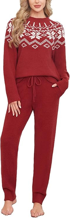 Snuggle Sac Women’s Pajama Set Christmas Pajamas Cozy Soft Warm Winter Loungewear Knit Long Sle... | Amazon (US)