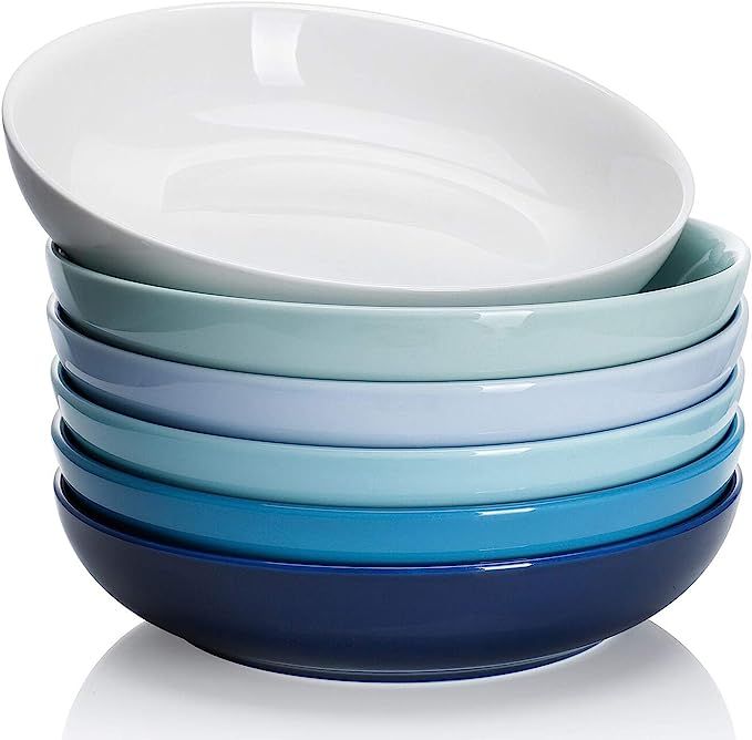 Sweese 112.003 Porcelain Salad Pasta Bowls - 22 Ounce - Set of 6, Cool Assorted Colors | Amazon (US)