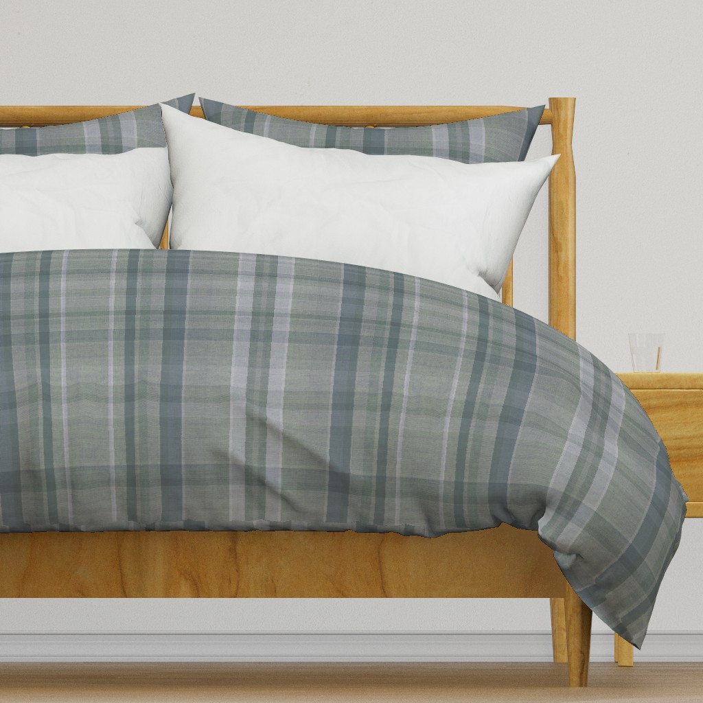 Bluish Green Cozy Plaid Custom Corrected Reduced Green LARGE SCALE Etsy Duvet Cover | Spoonflower | Spoonflower