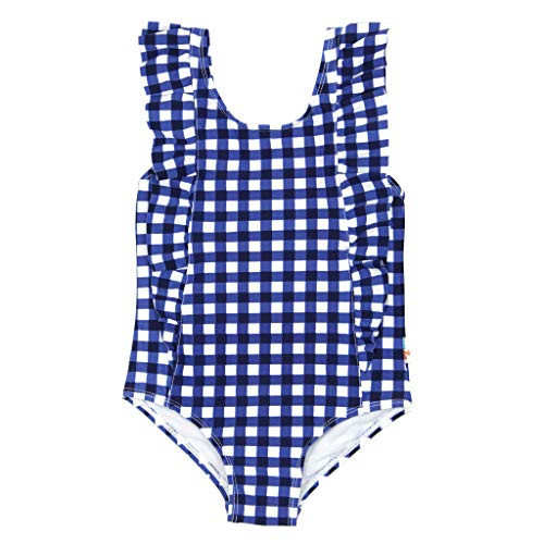 SwimZip Girls Ruffle One Piece Swimsuit - UPF 50+ - Navy Gingham - 18-24 Month | Amazon (US)