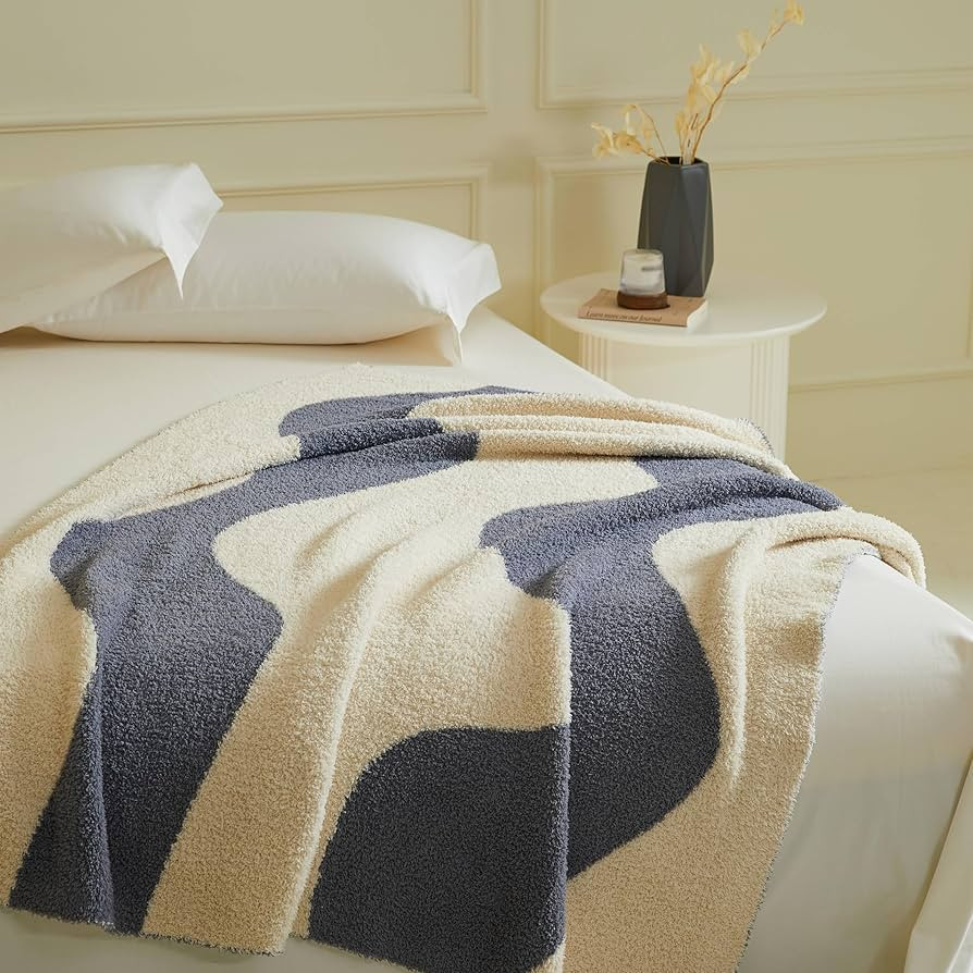 Fuzzy Microfiber Throw Blanket for Couch- Reversible Cozy Warm Blanket for All Seasons Luxury Plu... | Amazon (US)