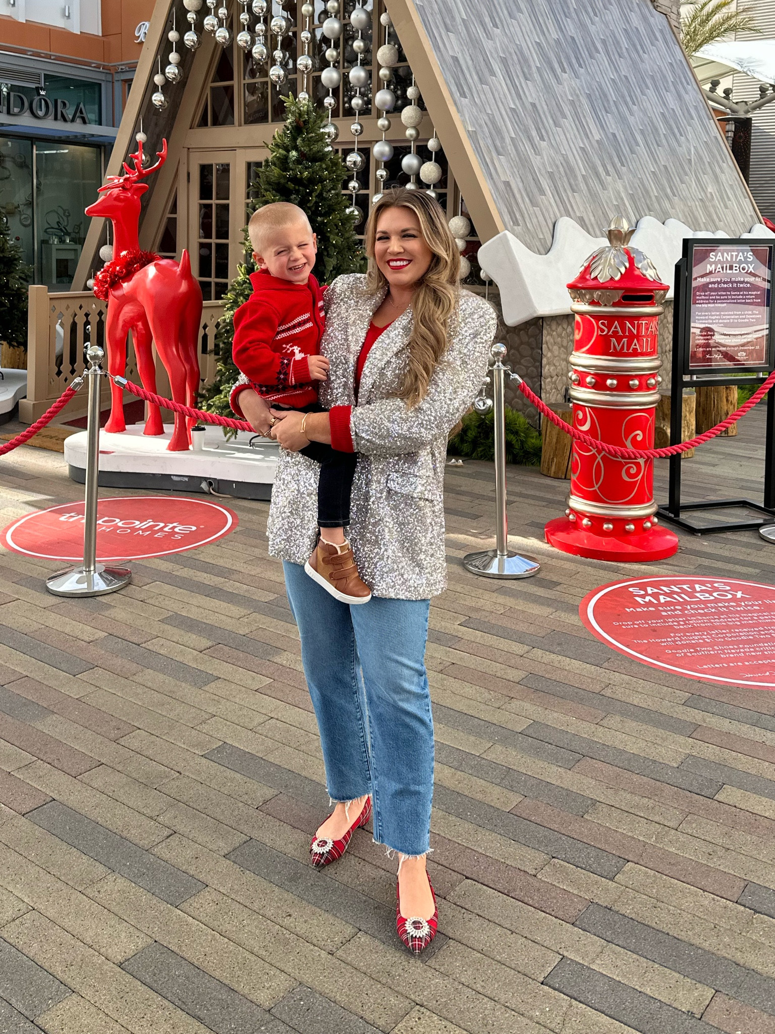 silver sequin boyfriend blazer! i’m in the xl! it’s back again this year, the rest of my outfit is old  

#LTKHoliday #LTKmidsize #LTKSeasonal