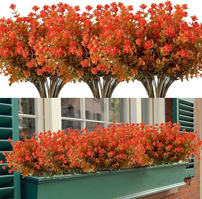 Happylife 6 Bundles Artificial Flowers, Fake Artificial Greenery UV Resistant No Fade Faux Plasti... | Amazon (US)