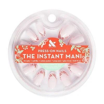 Olive & June Press-On Nails M Oval Candy Cane French 42ct | Walmart (US)