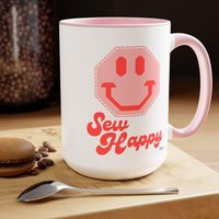 Sew Happy Mug, Quilt Coffee Ceramic Quilt Block Quilters Gift, Sewing Gift For Mom, Quilting Quilter | Etsy (US)