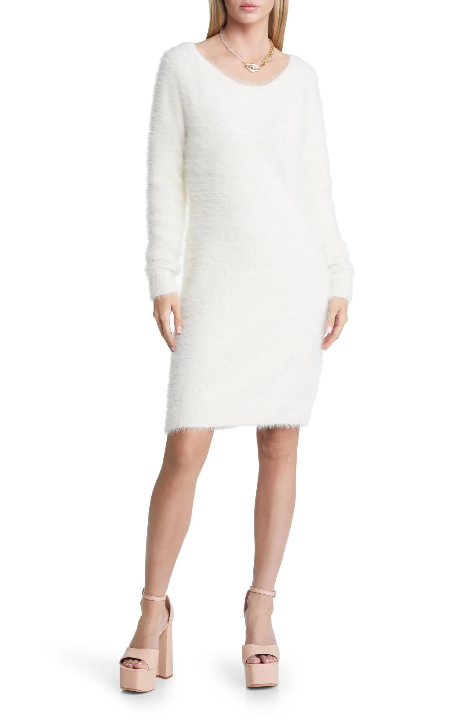 Open Edit Eyelash Long Sleeve Sweater Dress | Nordstrom | Nordstrom