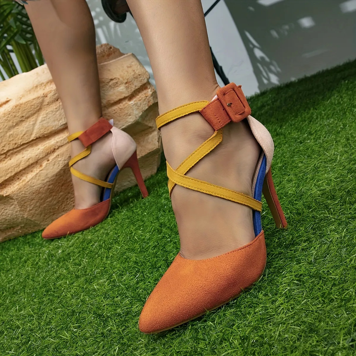 Women's Colorblock High Heel Sandals, Sexy Pointed Toe Buckle Strap Stiletto Heels, Party & Dress... | Temu Affiliate Program