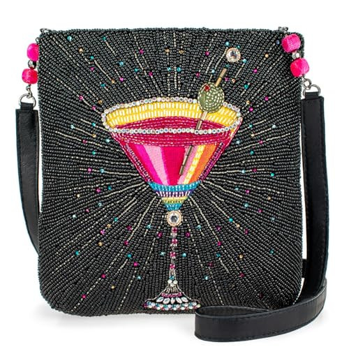 Mary Frances Up and Up Beaded Crossbody Handbag Embroidered Martini Glass Evening Clutch Purse with Removable Strap, Pink | Amazon (US)