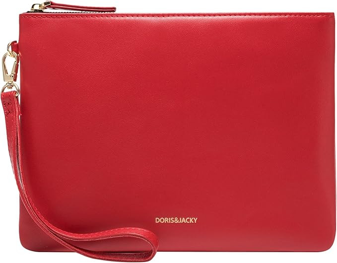 DORIS&JACKY Lambskin Leather Wristlet Clutch Purse For Women Large Soft Designer Wallet With Stra... | Amazon (US)